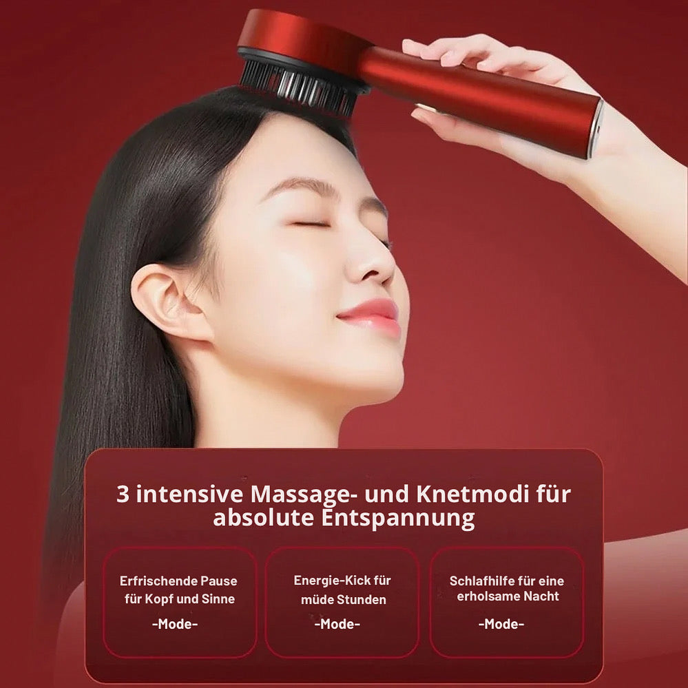 Innovativer 3-in-1 Rotlicht Massagekamm – Elektrische Vibrationsbürste für Haarwachstum, Kopfmassage & gezielten Wirkstoffauftrag