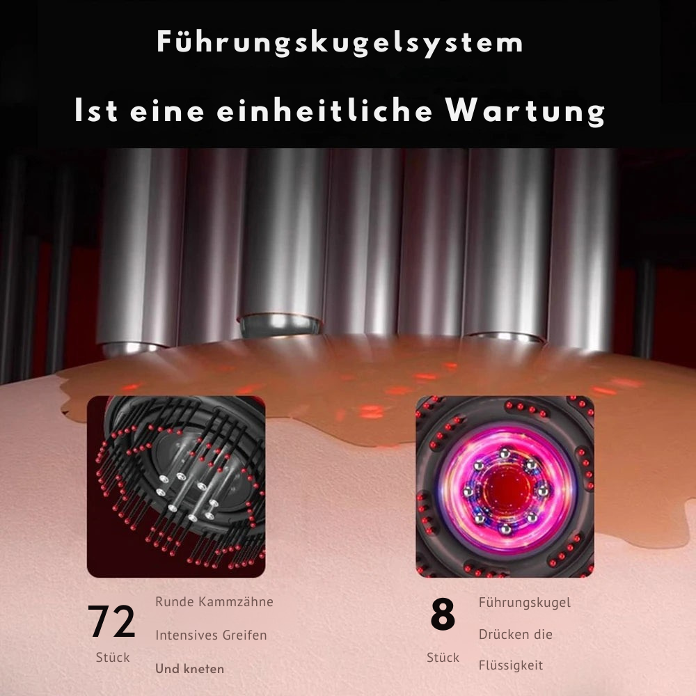 Innovativer 3-in-1 Rotlicht Massagekamm – Elektrische Vibrationsbürste für Haarwachstum, Kopfmassage & gezielten Wirkstoffauftrag