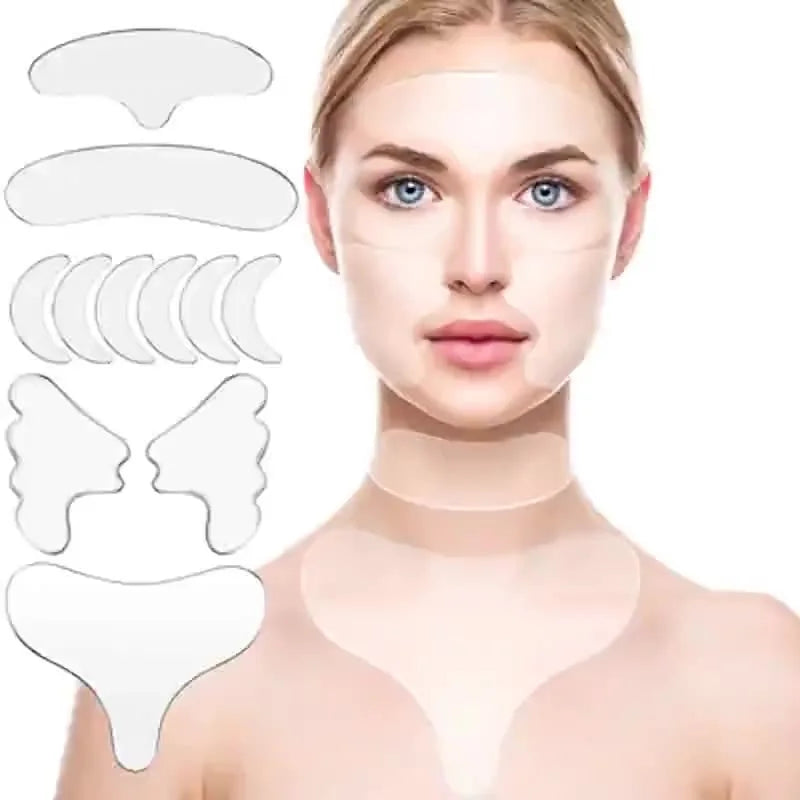 Glatte, faltenfreie Haut über Nacht – Wiederverwendbare Silikonpads für Gesicht, Stirn, Hals & Augen!
