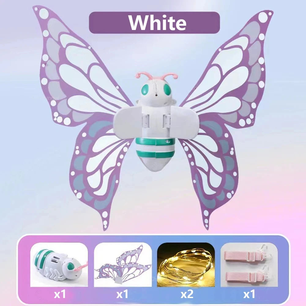 Elektrische Schmetterlingsflügel, beweglicher Elfenflügel mit Licht, Feenflügeln für Kinder, Geburtstag, Weihnachten, Cosplay, Dress Up, Engel, Mädchenspielzeug