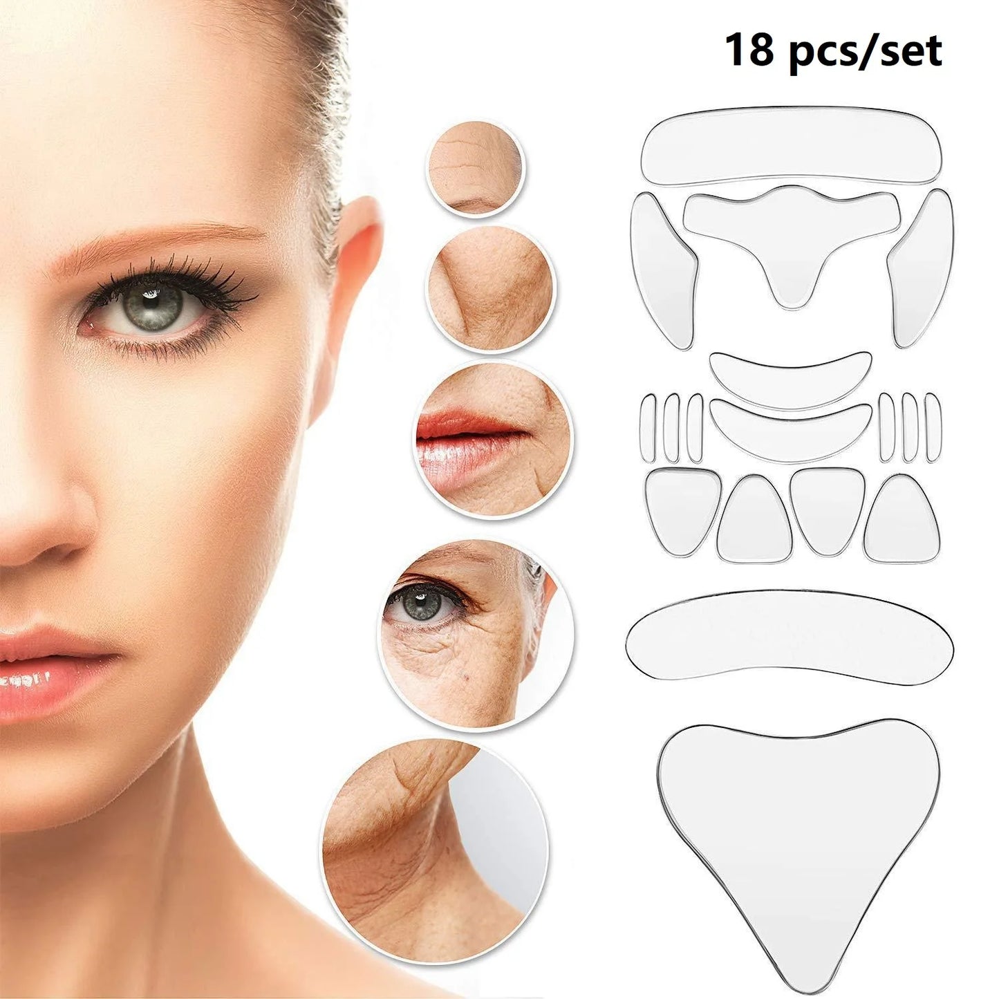 Glatte, faltenfreie Haut über Nacht – Wiederverwendbare Silikonpads für Gesicht, Stirn, Hals & Augen!