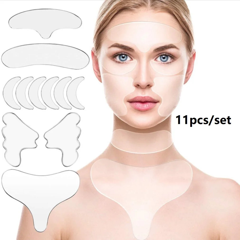 Glatte, faltenfreie Haut über Nacht – Wiederverwendbare Silikonpads für Gesicht, Stirn, Hals & Augen!