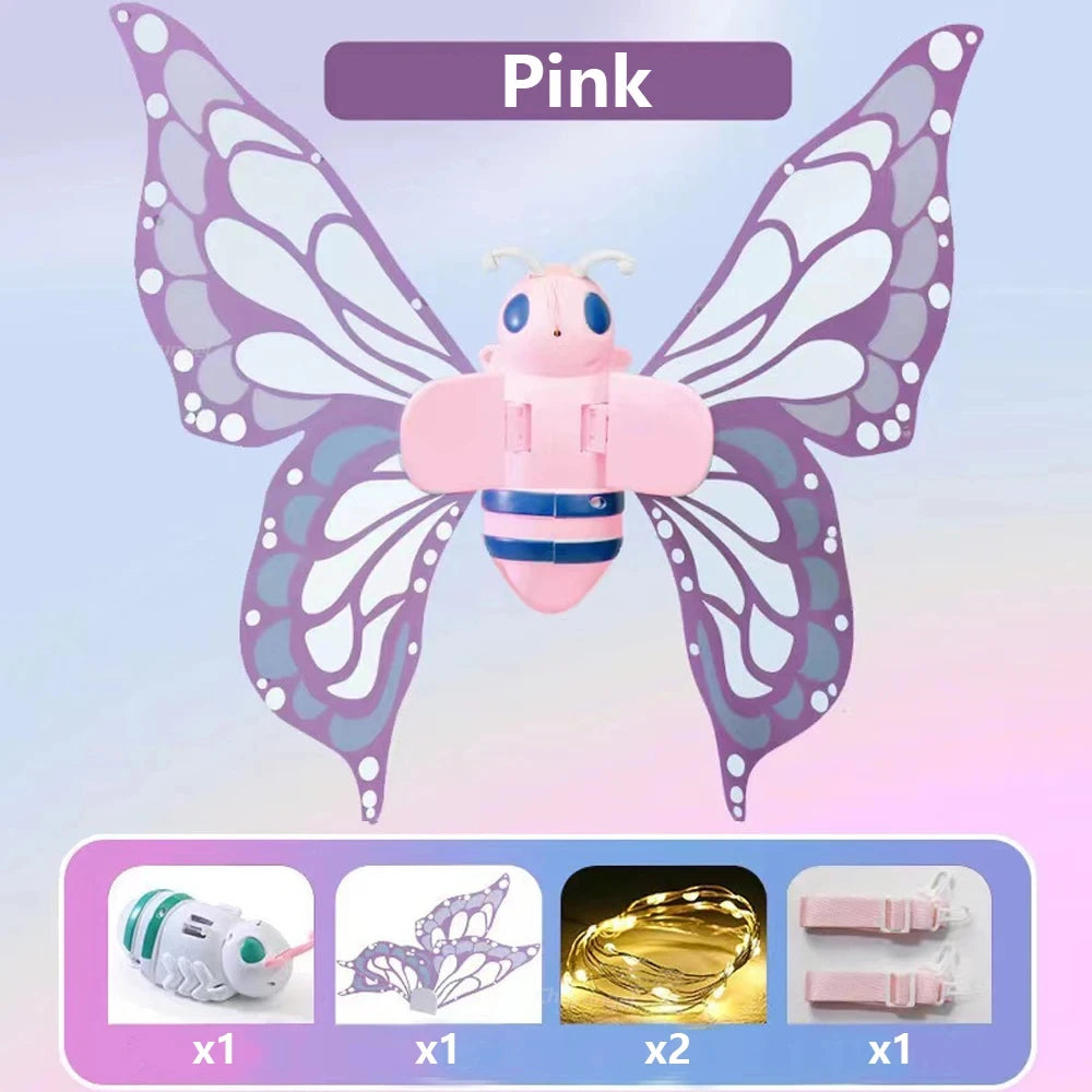 Elektrische Schmetterlingsflügel, beweglicher Elfenflügel mit Licht, Feenflügeln für Kinder, Geburtstag, Weihnachten, Cosplay, Dress Up, Engel, Mädchenspielzeug