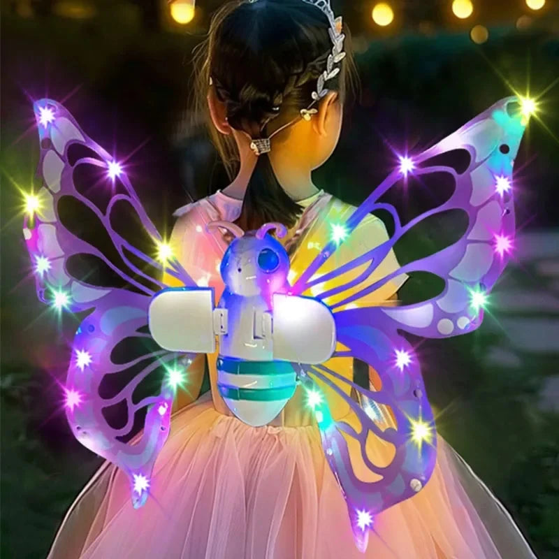 Elektrische Schmetterlingsflügel, beweglicher Elfenflügel mit Licht, Feenflügeln für Kinder, Geburtstag, Weihnachten, Cosplay, Dress Up, Engel, Mädchenspielzeug