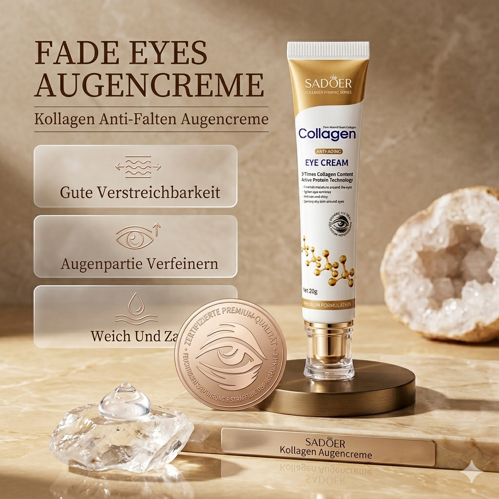 Collagen Augencreme mit Retinol – gegen Augenringe, Tränensäcke & erste Fältchen