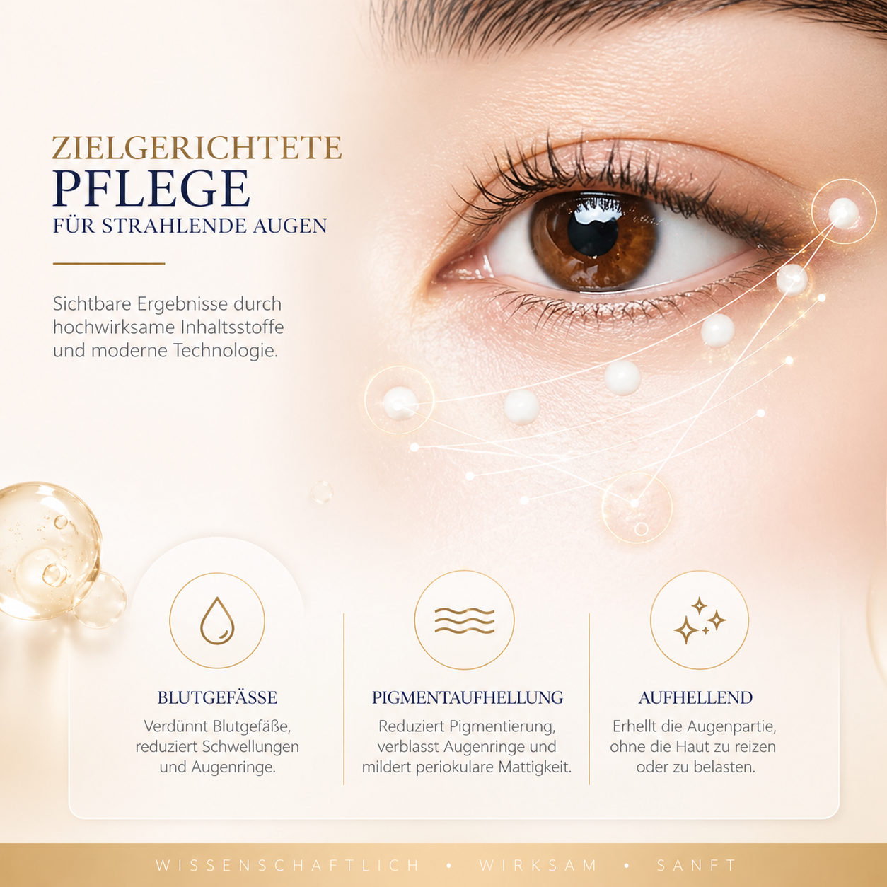 Collagen Augencreme mit Retinol – gegen Augenringe, Tränensäcke & erste Fältchen