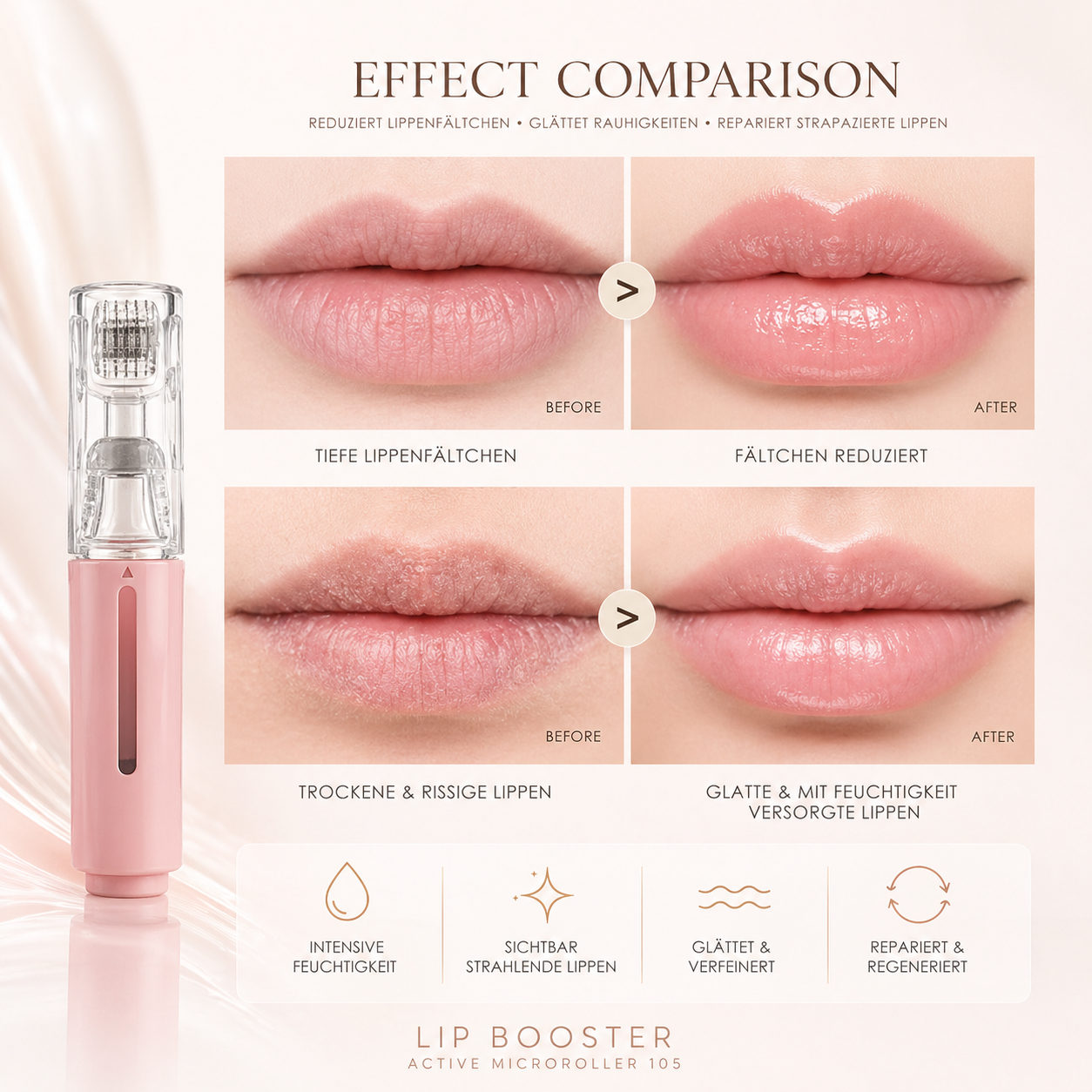 Derma Roller mit Titannadeln – Haut straffen, Lippen & Bart pflegen | 0,2 mm & 0,3 mm