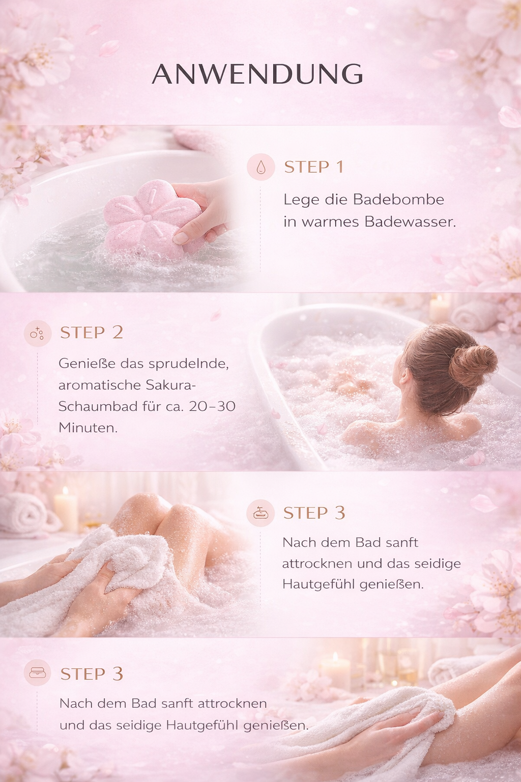 Sakura Bubble Bath Bomb Set – Entspannendes Badeerlebnis mit Kirschblüten