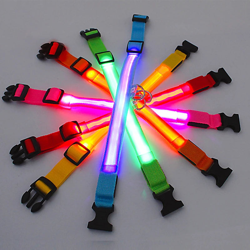 LED-Halsband für Hunde & Katzen – Maximale Sichtbarkeit bei Nacht! USB-aufladbar (bis 10h), 3 Leuchtmodi, verstellbar und wetterfest. Aus robustem Nylon, ideal für Spaziergänge und zur Sicherheit deines Haustiers. Jetzt bestellen!