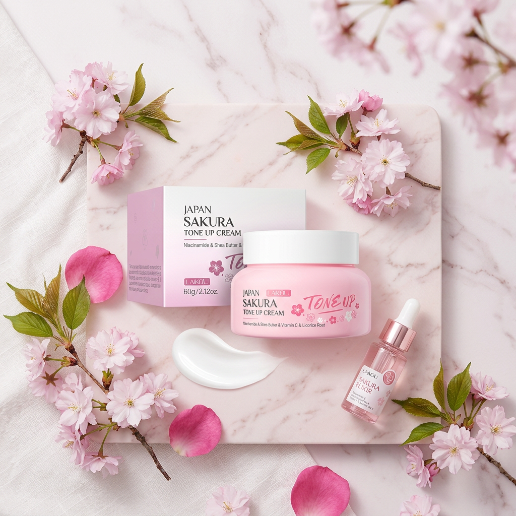 Sakura Glow Tone-Up Cream - Flatlay